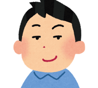 にやける男